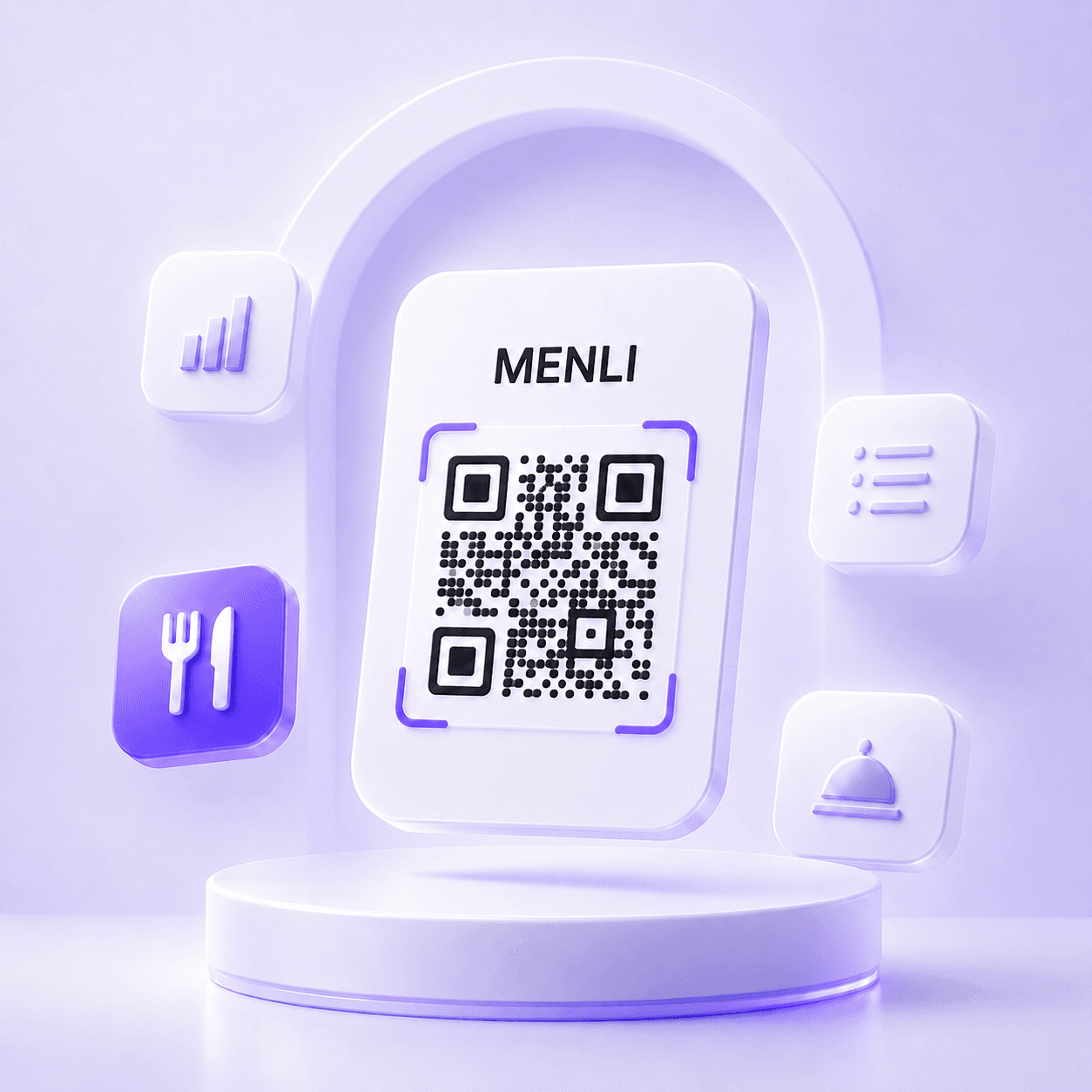 QR-меню menli на подставке с парящими иконками